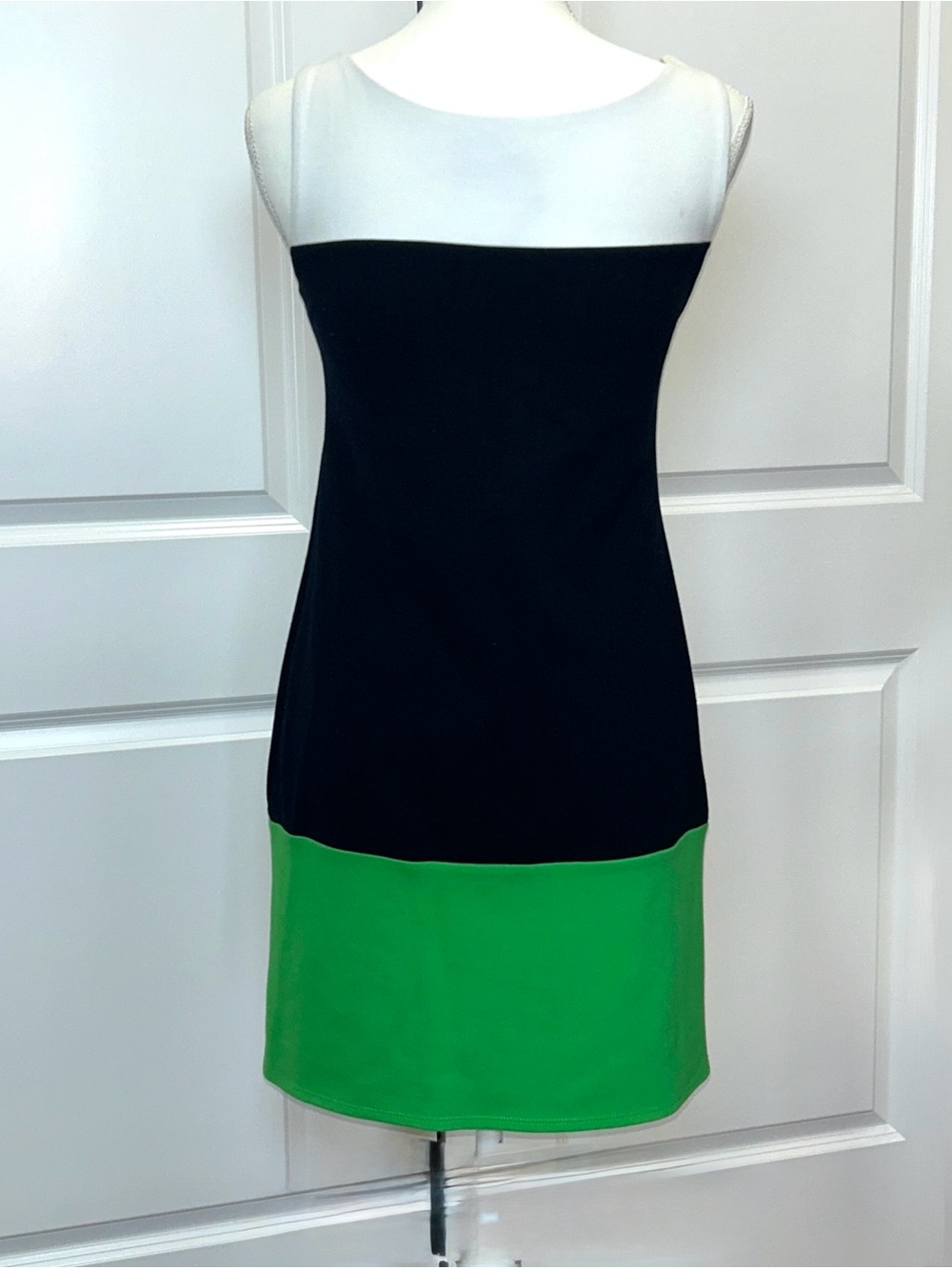 Bailey 44 Color Block Shift Dress Black White Green SAK-4887‎ USA Made Small
